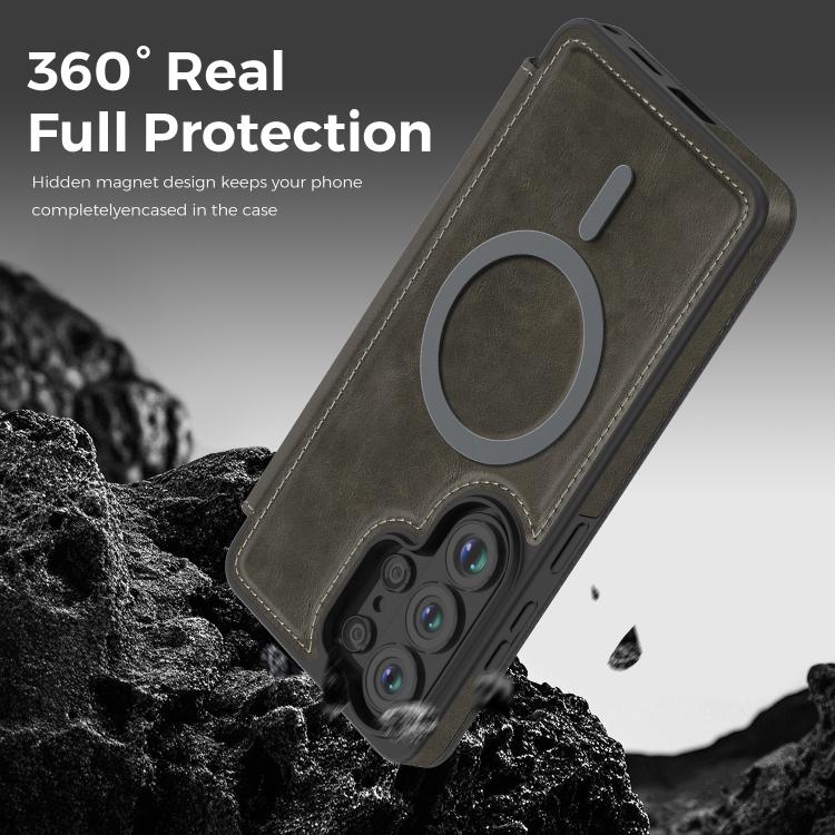 For Samsung Galaxy S26 Ultra 5G Linton MagSafe Leather Phone Case
