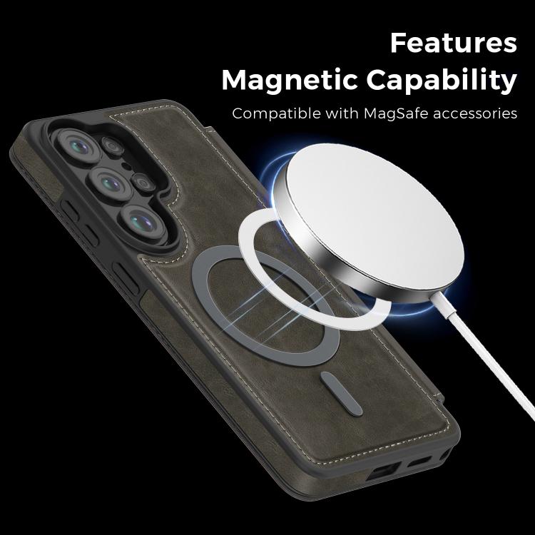 For Samsung Galaxy S26 Ultra 5G Linton MagSafe Leather Phone Case