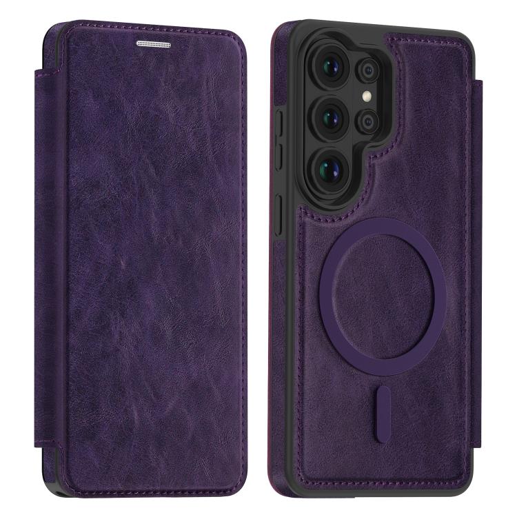 For Samsung Galaxy S26 Ultra 5G Linton MagSafe Leather Phone Case
