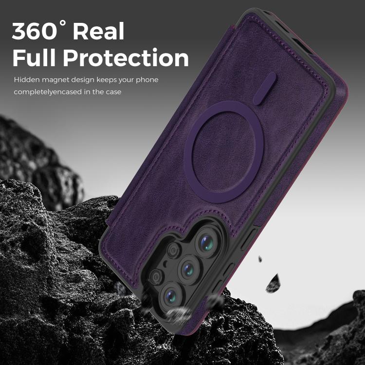 For Samsung Galaxy S26 Ultra 5G Linton MagSafe Leather Phone Case