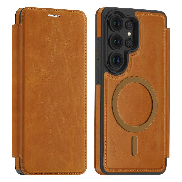 For Samsung Galaxy S26 Ultra 5G Linton MagSafe Leather Phone Case
