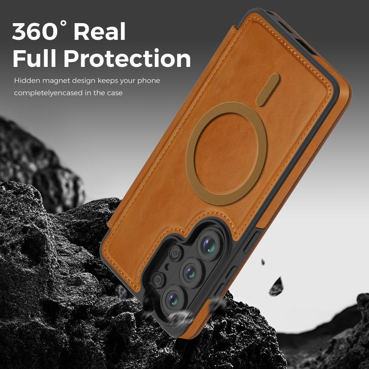 For Samsung Galaxy S26 Ultra 5G Linton MagSafe Leather Phone Case