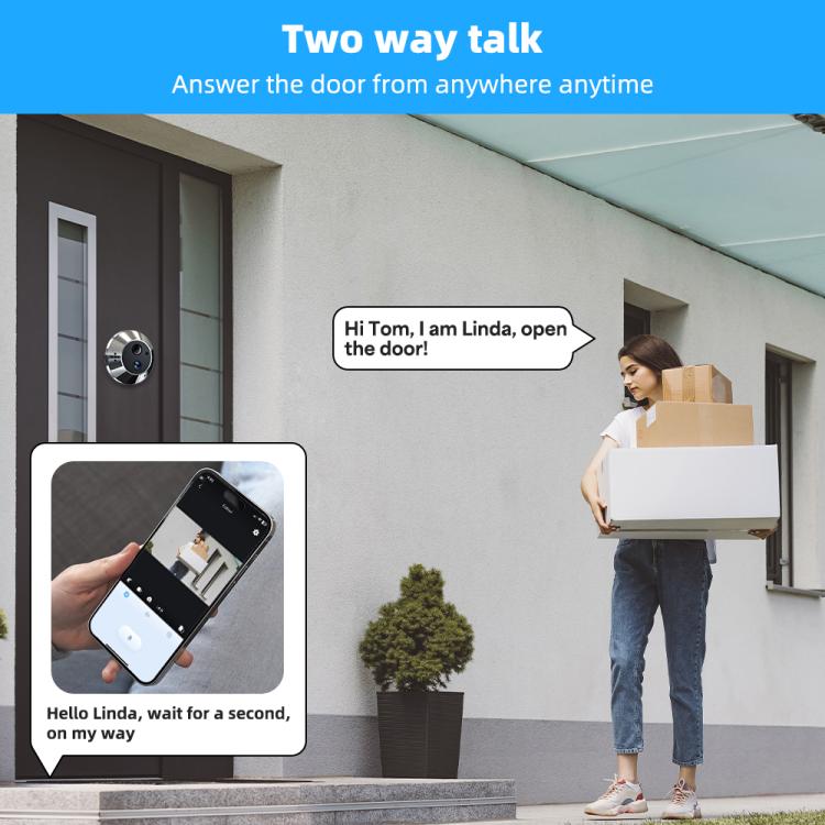 RH-PD6-I 4.3 inch HD Screen Motion Detection Smart WiFi Video Doorbell - Gray Black