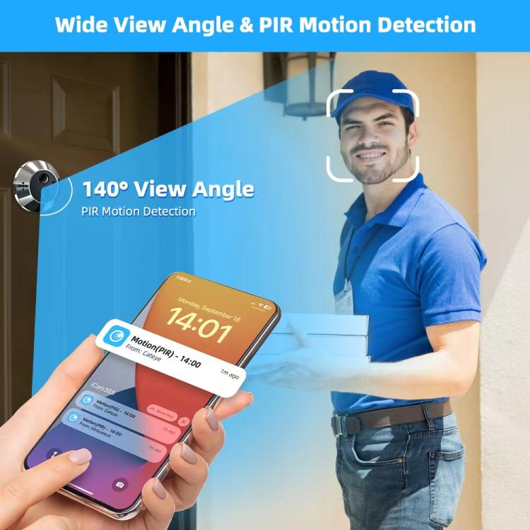RH-PD6-I 4.3 inch HD Screen Motion Detection Smart WiFi Video Doorbell - Gray Black