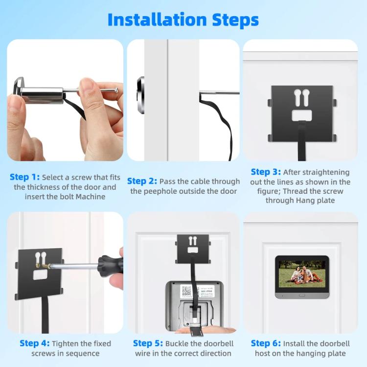 RH-PD6-I 4.3 inch HD Screen Motion Detection Smart WiFi Video Doorbell - Gray Black