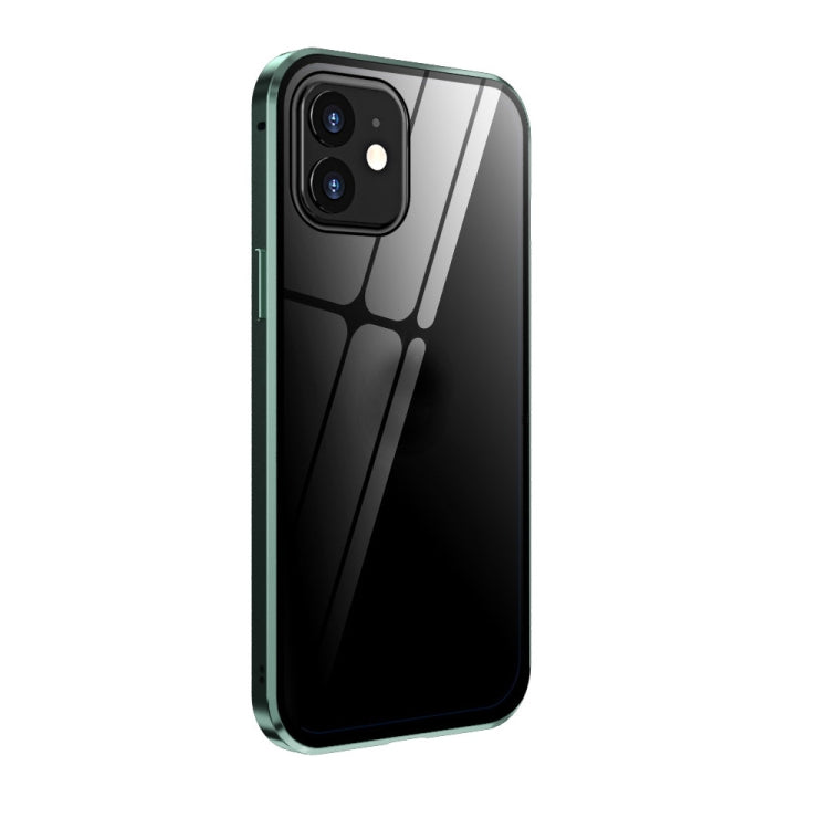 For iPhone 12 mini Double Sides Tempered Glass Magnetic Adsorption Metal Frame HD Screen Case