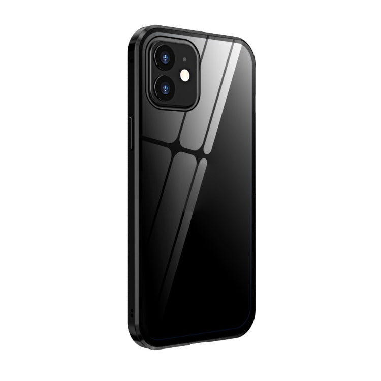 For iPhone 12 mini Double Sides Tempered Glass Magnetic Adsorption Metal Frame HD Screen Case