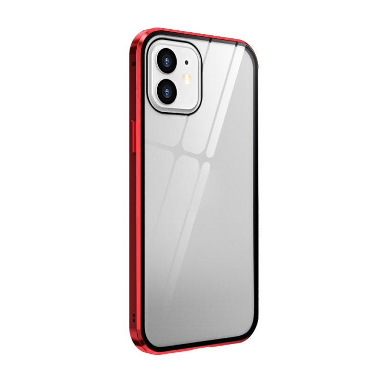 For iPhone 12 mini Double Sides Tempered Glass Magnetic Adsorption Metal Frame HD Screen Case