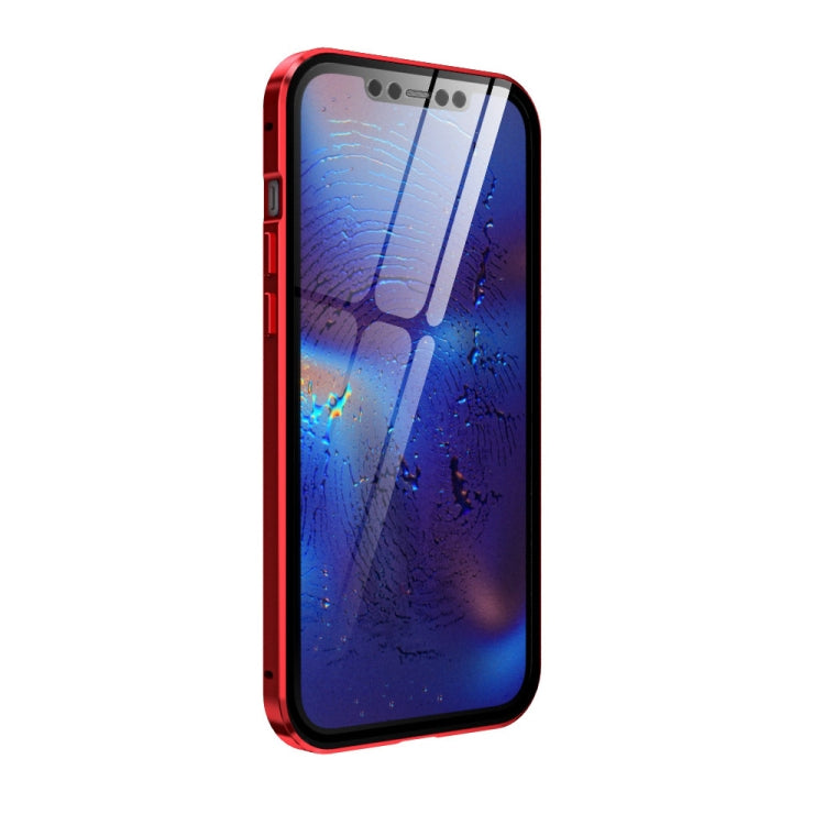 For iPhone 12 mini Double Sides Tempered Glass Magnetic Adsorption Metal Frame HD Screen Case