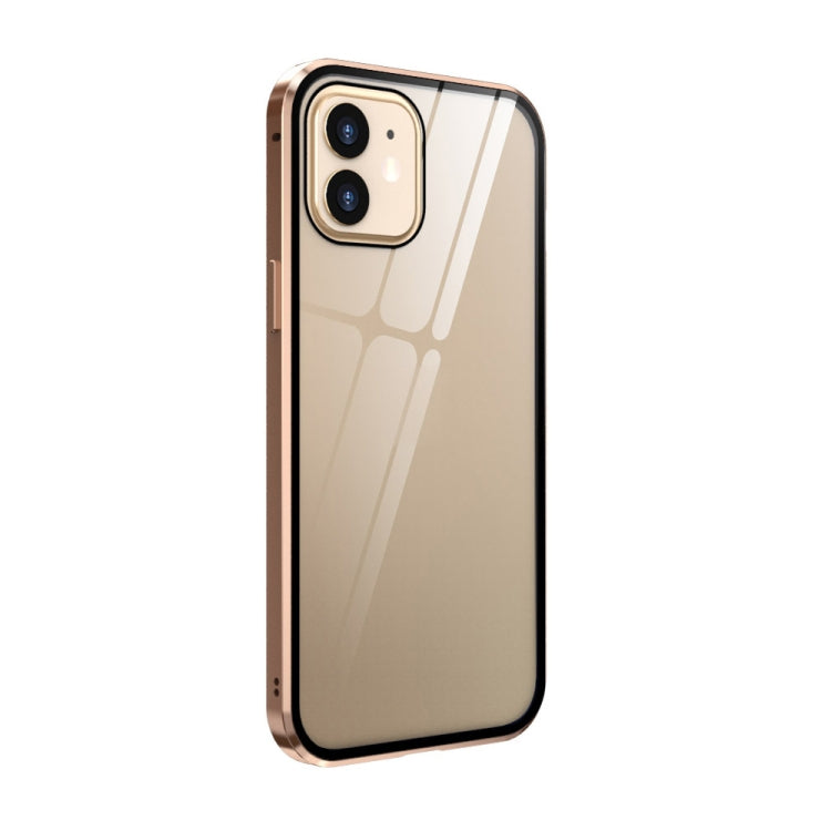 For iPhone 12 mini Double Sides Tempered Glass Magnetic Adsorption Metal Frame HD Screen Case