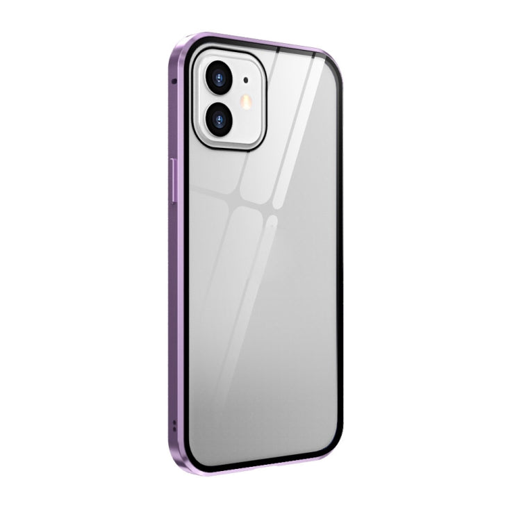 For iPhone 12 mini Double Sides Tempered Glass Magnetic Adsorption Metal Frame HD Screen Case