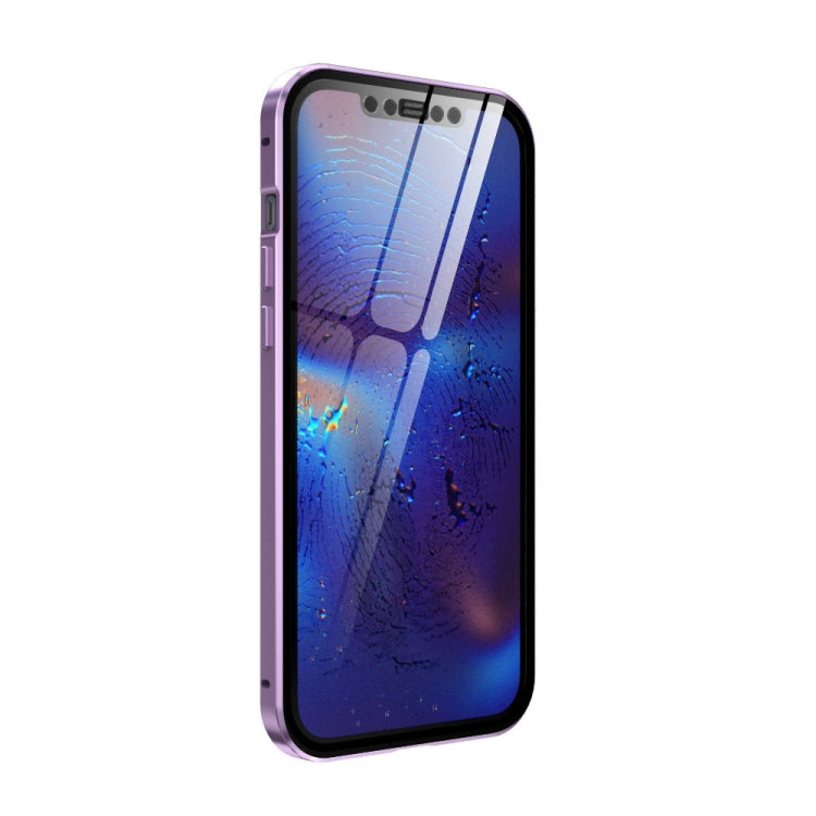 For iPhone 12 mini Double Sides Tempered Glass Magnetic Adsorption Metal Frame HD Screen Case