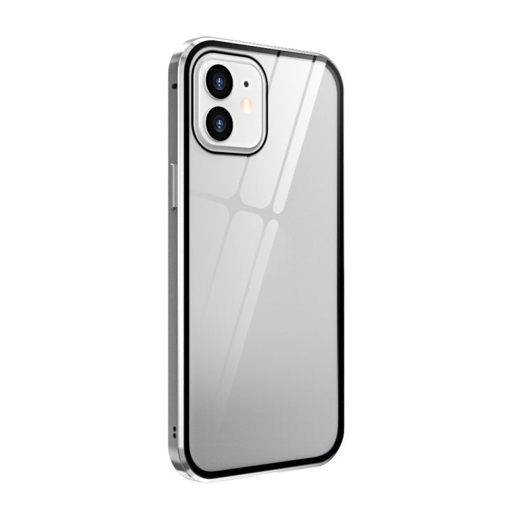For iPhone 12 mini Double Sides Tempered Glass Magnetic Adsorption Metal Frame HD Screen Case