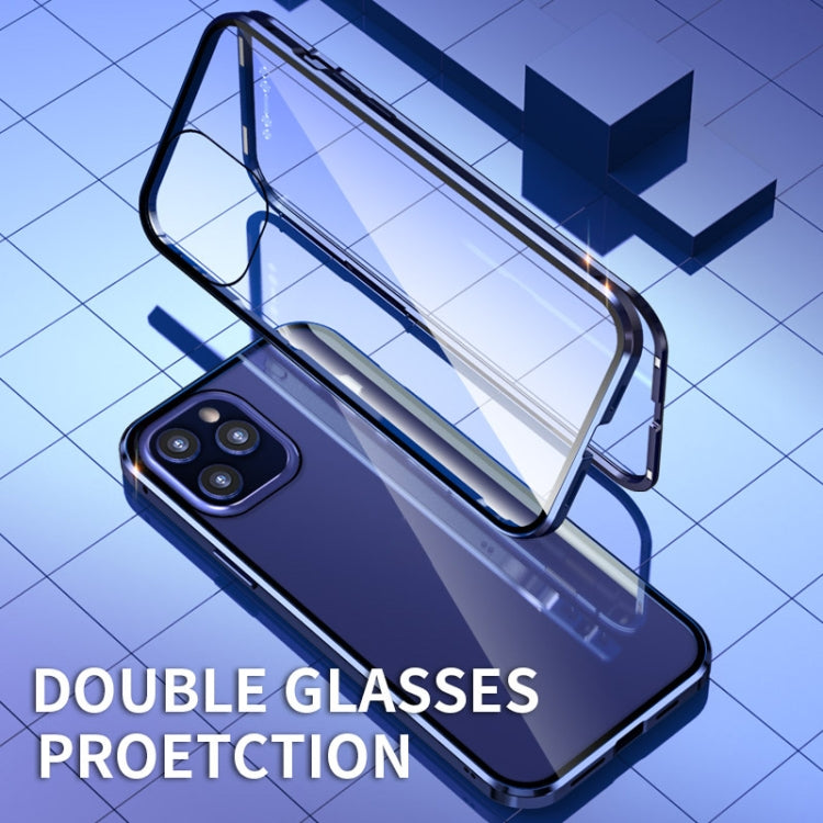 For iPhone 12 mini Double Sides Tempered Glass Magnetic Adsorption Metal Frame HD Screen Case