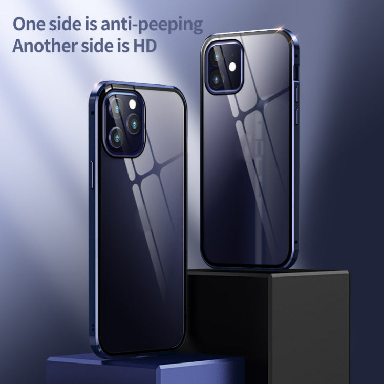 For iPhone 12 mini Double Sides Tempered Glass Magnetic Adsorption Metal Frame HD Screen Case
