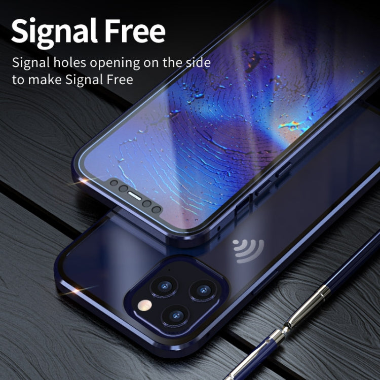 For iPhone 12 mini Double Sides Tempered Glass Magnetic Adsorption Metal Frame HD Screen Case