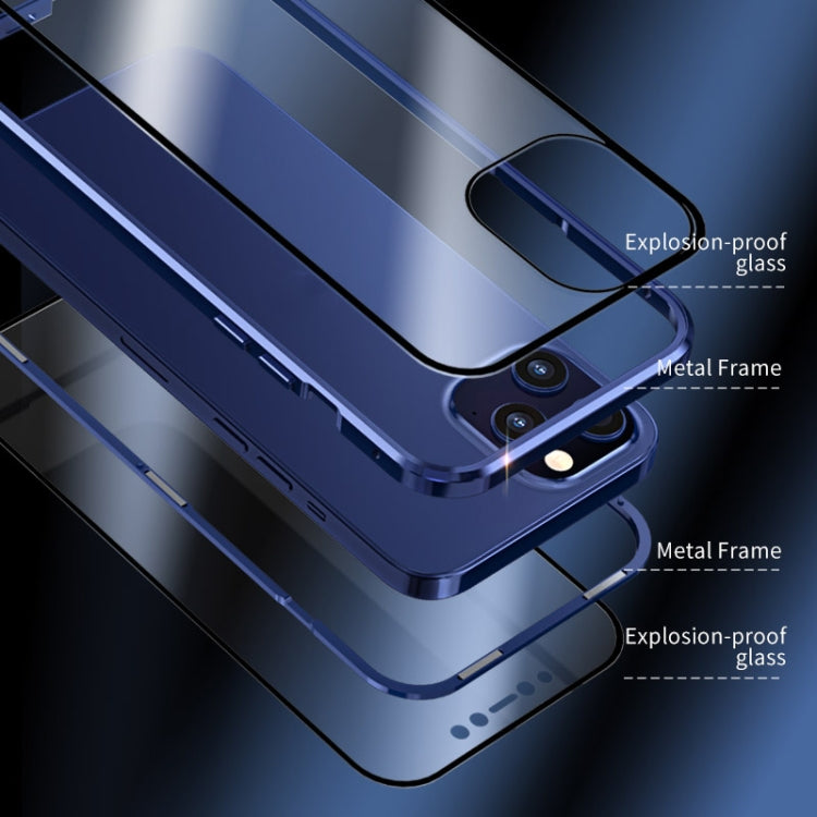 For iPhone 12 mini Double Sides Tempered Glass Magnetic Adsorption Metal Frame HD Screen Case