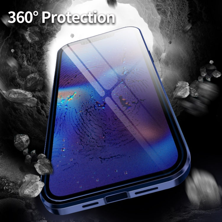 For iPhone 12 mini Double Sides Tempered Glass Magnetic Adsorption Metal Frame HD Screen Case