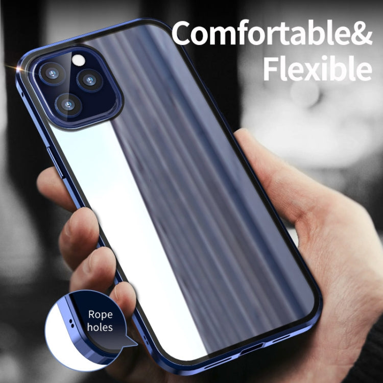 For iPhone 12 mini Double Sides Tempered Glass Magnetic Adsorption Metal Frame HD Screen Case
