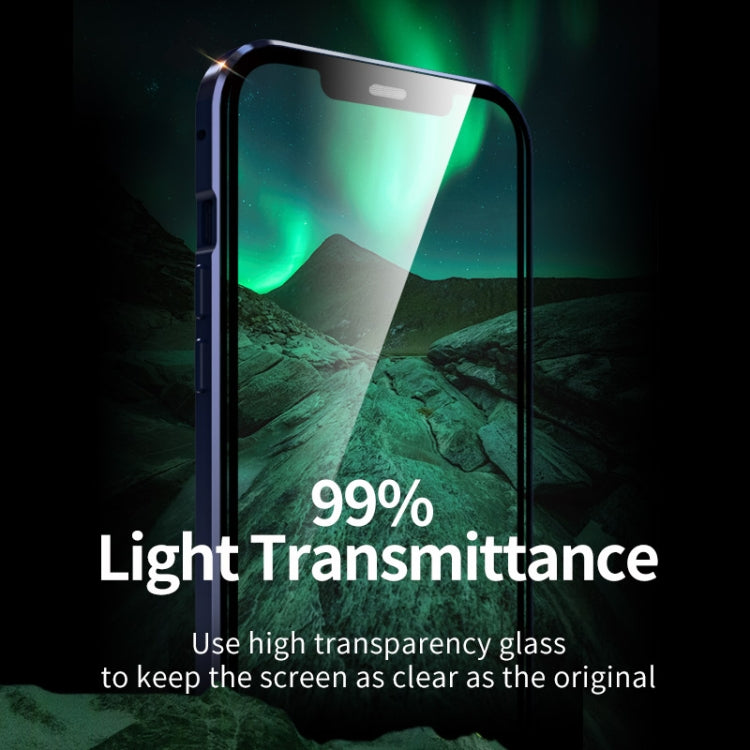 For iPhone 12 mini Double Sides Tempered Glass Magnetic Adsorption Metal Frame HD Screen Case