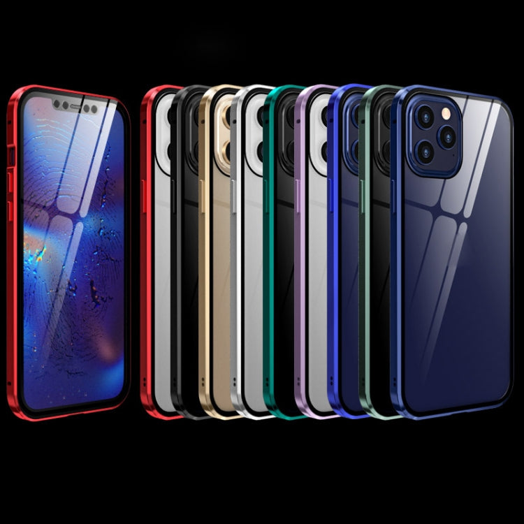 For iPhone 12 mini Double Sides Tempered Glass Magnetic Adsorption Metal Frame HD Screen Case