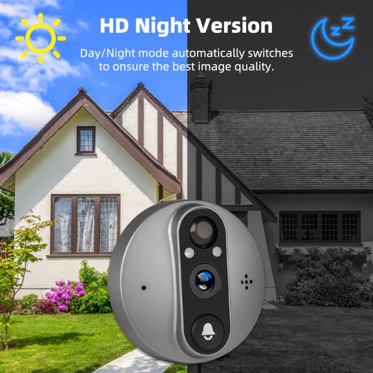 RH-PD8-I 4.3 inch HD Screen No Red Spot Night Vision WiFi Video Doorbell - Gray Black