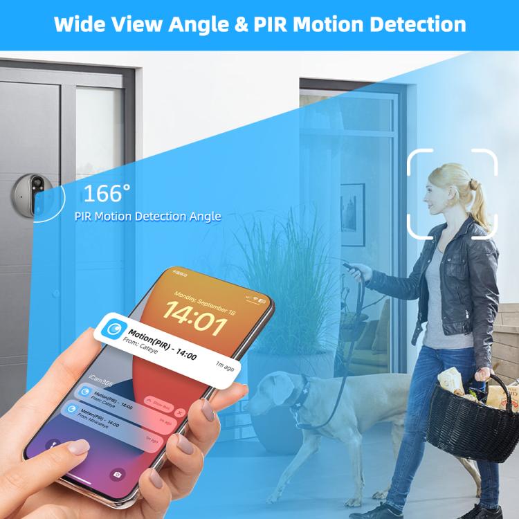 RH-PD8-I 4.3 inch HD Screen No Red Spot Night Vision WiFi Video Doorbell - Gray Black