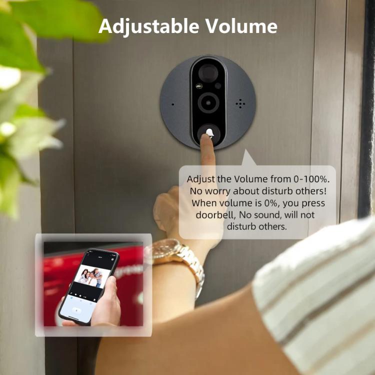 RH-PD8-I 4.3 inch HD Screen No Red Spot Night Vision WiFi Video Doorbell - Gray Black