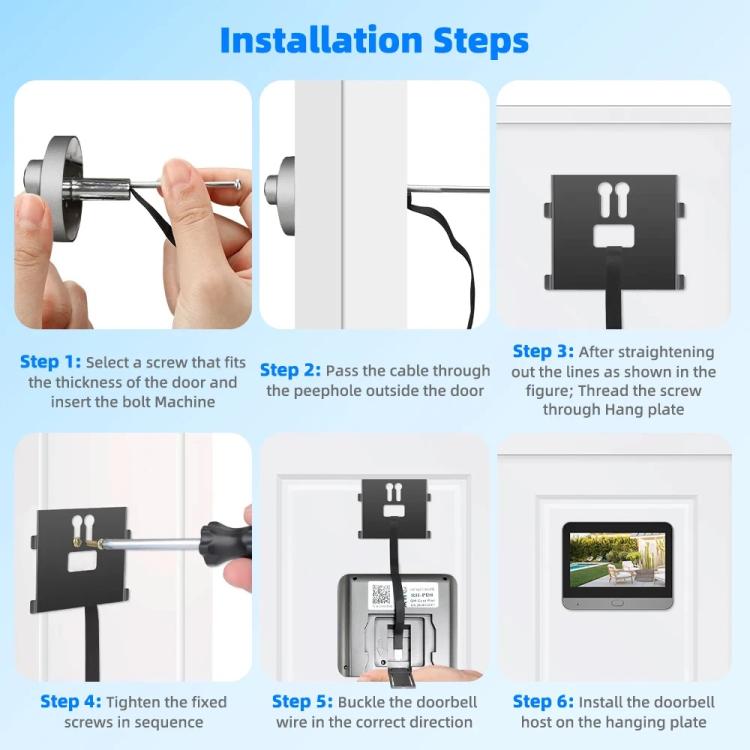 RH-PD8-I 4.3 inch HD Screen No Red Spot Night Vision WiFi Video Doorbell - Gray Black
