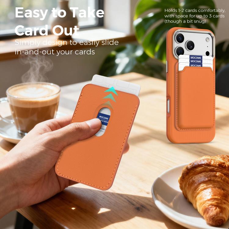 For iPhone 17 Pro Mocome Plain Magnetic Card Bag Phone Case