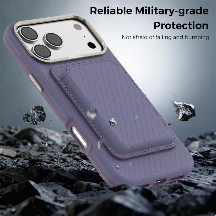 For iPhone 17 Pro Mocome Plain Magnetic Card Bag Phone Case