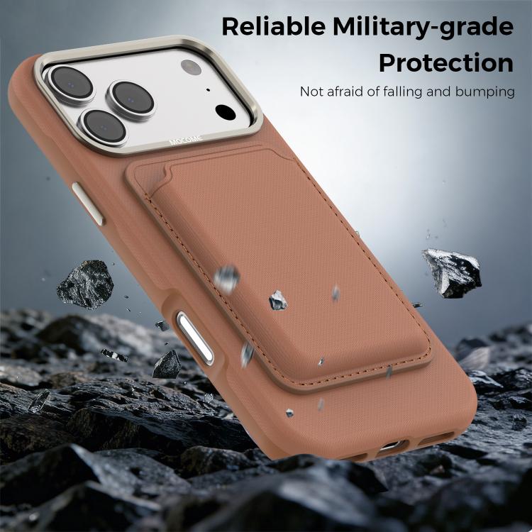 For iPhone 17 Pro Mocome Plain Magnetic Card Bag Phone Case