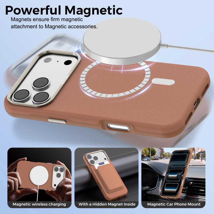 For iPhone 17 Pro Mocome Plain Magnetic Card Bag Phone Case