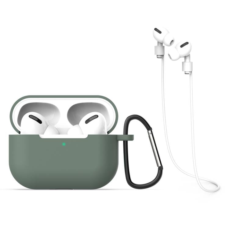 For AirPods Pro 3 Silicone Earphone Protective Case + Hook + Anti-lost Rope 3 in 1 Set
