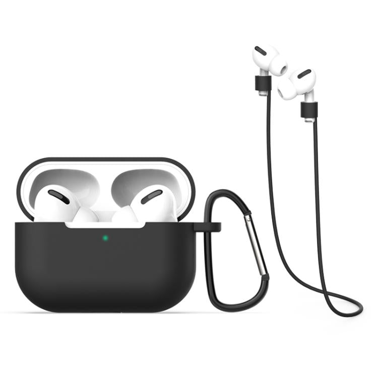 For AirPods Pro 3 Silicone Earphone Protective Case + Hook + Anti-lost Rope 3 in 1 Set