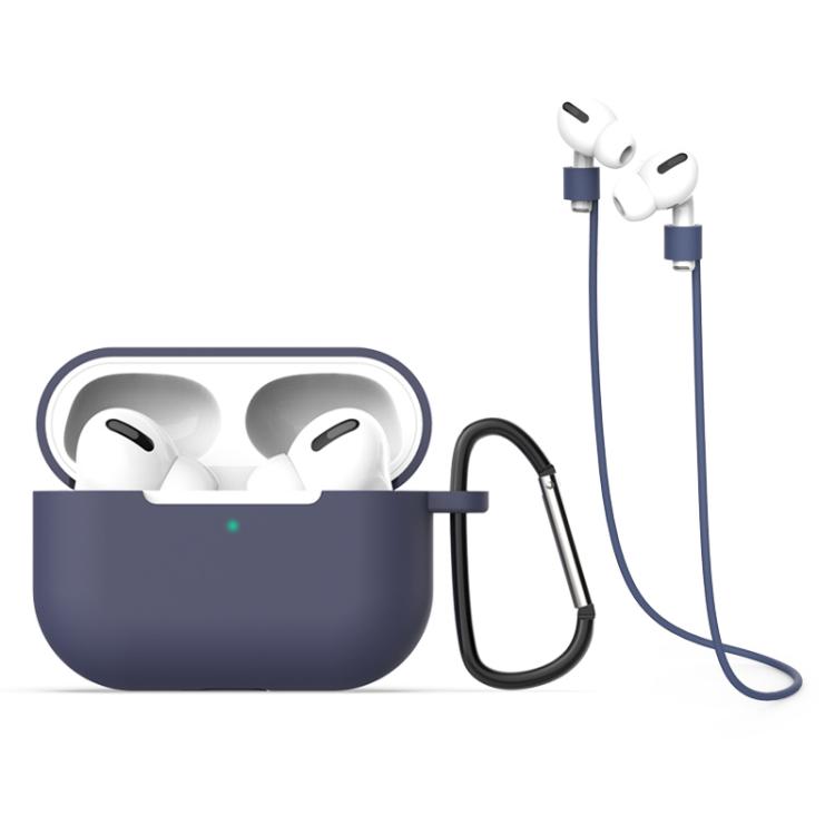 For AirPods Pro 3 Silicone Earphone Protective Case + Hook + Anti-lost Rope 3 in 1 Set