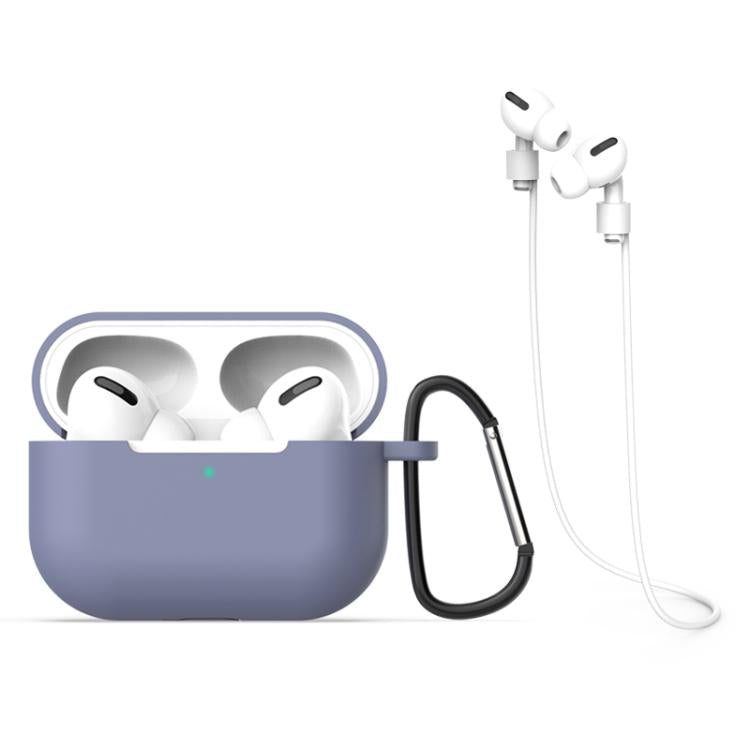For AirPods Pro 3 Silicone Earphone Protective Case + Hook + Anti-lost Rope 3 in 1 Set