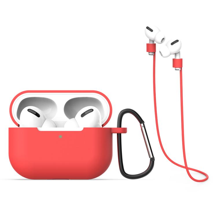 For AirPods Pro 3 Silicone Earphone Protective Case + Hook + Anti-lost Rope 3 in 1 Set