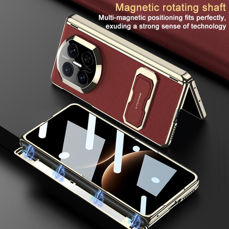For Huawei Mate X7 GKK Magnetic Folding Hinge Leather Phone Case with Wristband & Rotating Holder