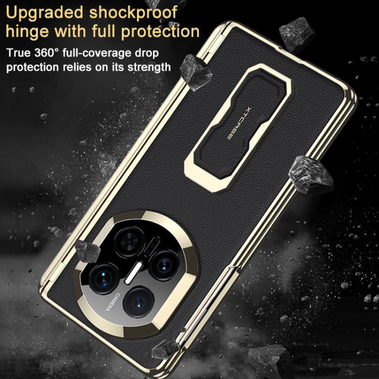 For Huawei Mate X7 GKK Magnetic Folding Hinge Leather Phone Case with Wristband & Rotating Holder