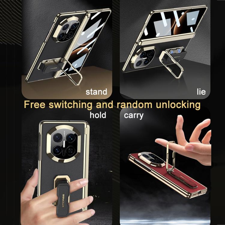 For Huawei Mate X7 GKK Magnetic Folding Hinge Leather Phone Case with Wristband & Rotating Holder