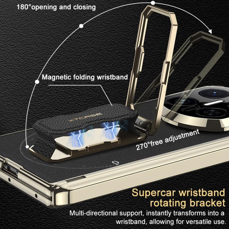 For Huawei Mate X7 GKK Magnetic Folding Hinge Leather Phone Case with Wristband & Rotating Holder