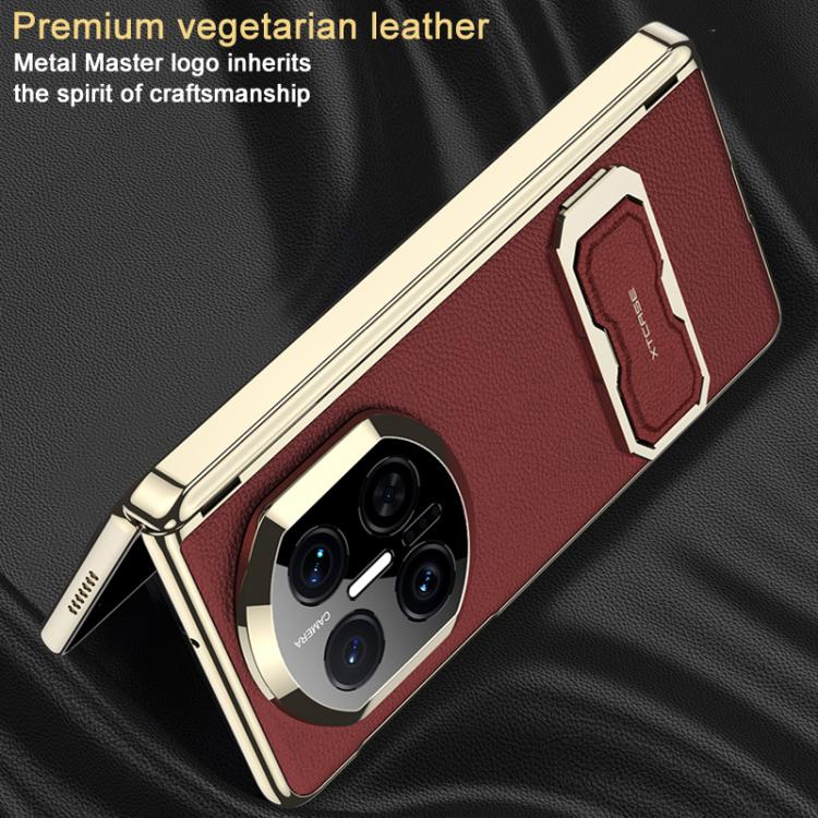 For Huawei Mate X7 GKK Magnetic Folding Hinge Leather Phone Case with Wristband & Rotating Holder