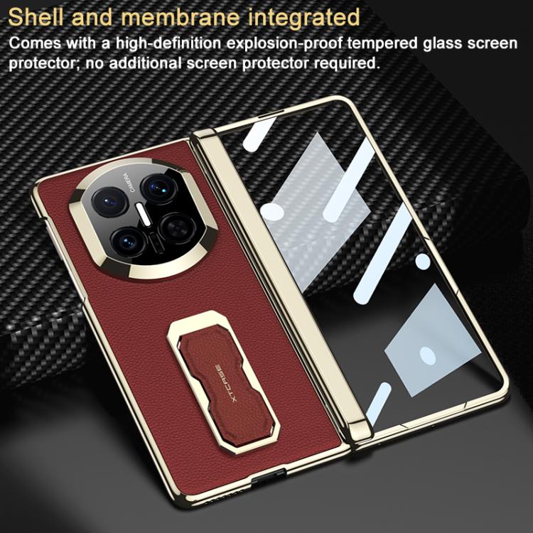 For Huawei Mate X7 GKK Magnetic Folding Hinge Leather Phone Case with Wristband & Rotating Holder