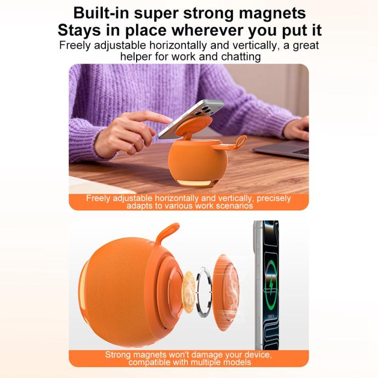 ZGA WX08 Multifunctional Bluetooth Speaker 15W Wireless Phone Watch Charger - Orange