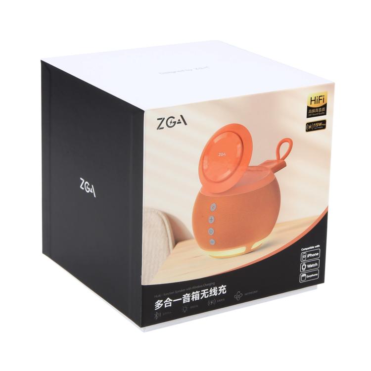 ZGA WX08 Multifunctional Bluetooth Speaker 15W Wireless Phone Watch Charger - Orange