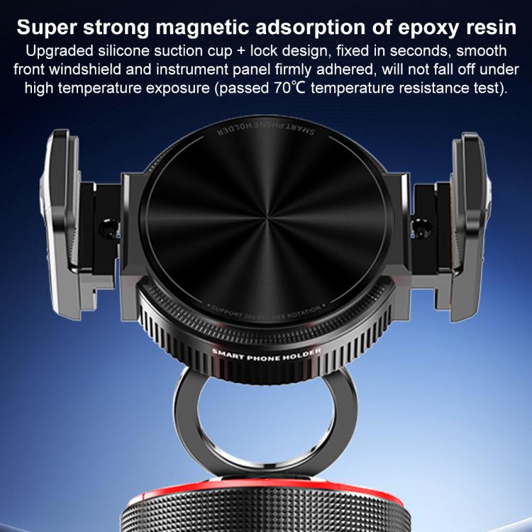 K33 360 Degree Rotation Vacuum Suction Magnetic and Clamp Dual Use Car Phone Holder - Black