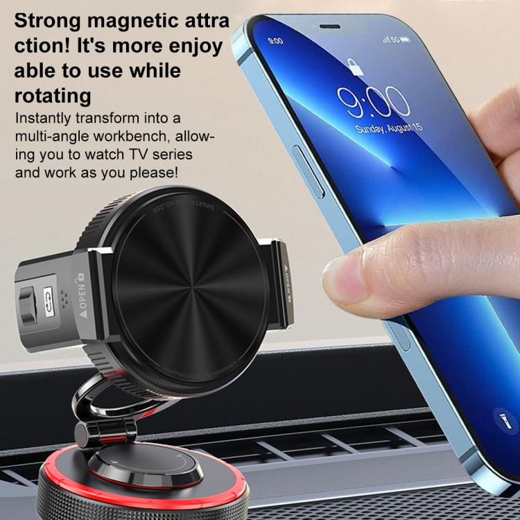 K33 360 Degree Rotation Vacuum Suction Magnetic and Clamp Dual Use Car Phone Holder - Black