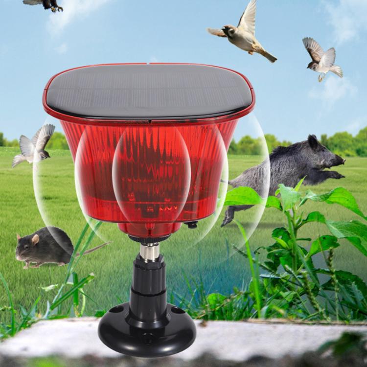 Orchard Sound and Light Alarm Solar Powered Animal Repellent - Black Red