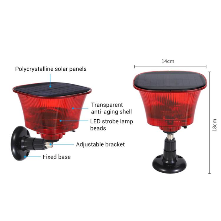 Orchard Sound and Light Alarm Solar Powered Animal Repellent - Black Red
